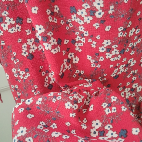 Red & Blue Shoulder Dress with Ruffle Hemline - Picture 7 of 7